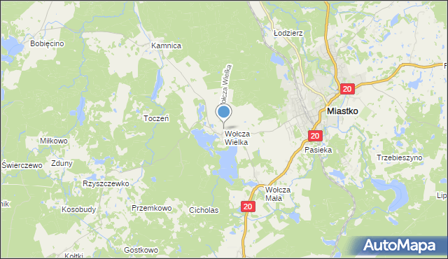 mapa Wołcza Wielka, Wołcza Wielka na mapie Targeo